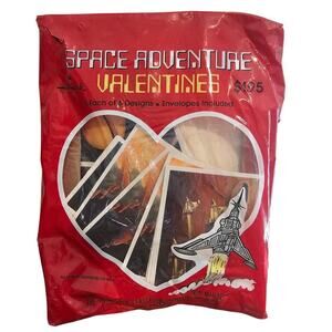 Vintage Hallmark Space Adventure Valentines Astronaut Rocket Ship Space Ephemera